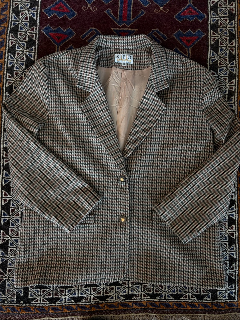 Houndstooth Tailored Blazer in Brown